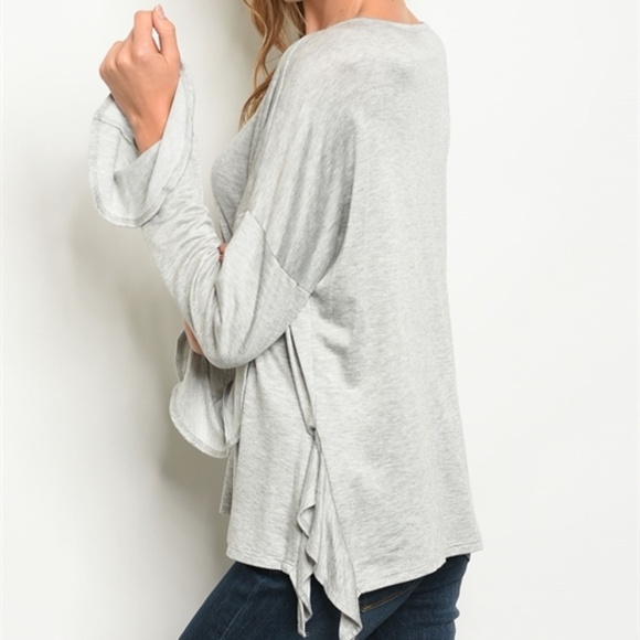 ✔CLEARANCE! Bell sleeve and side ruffle top - Picture 3 of 3